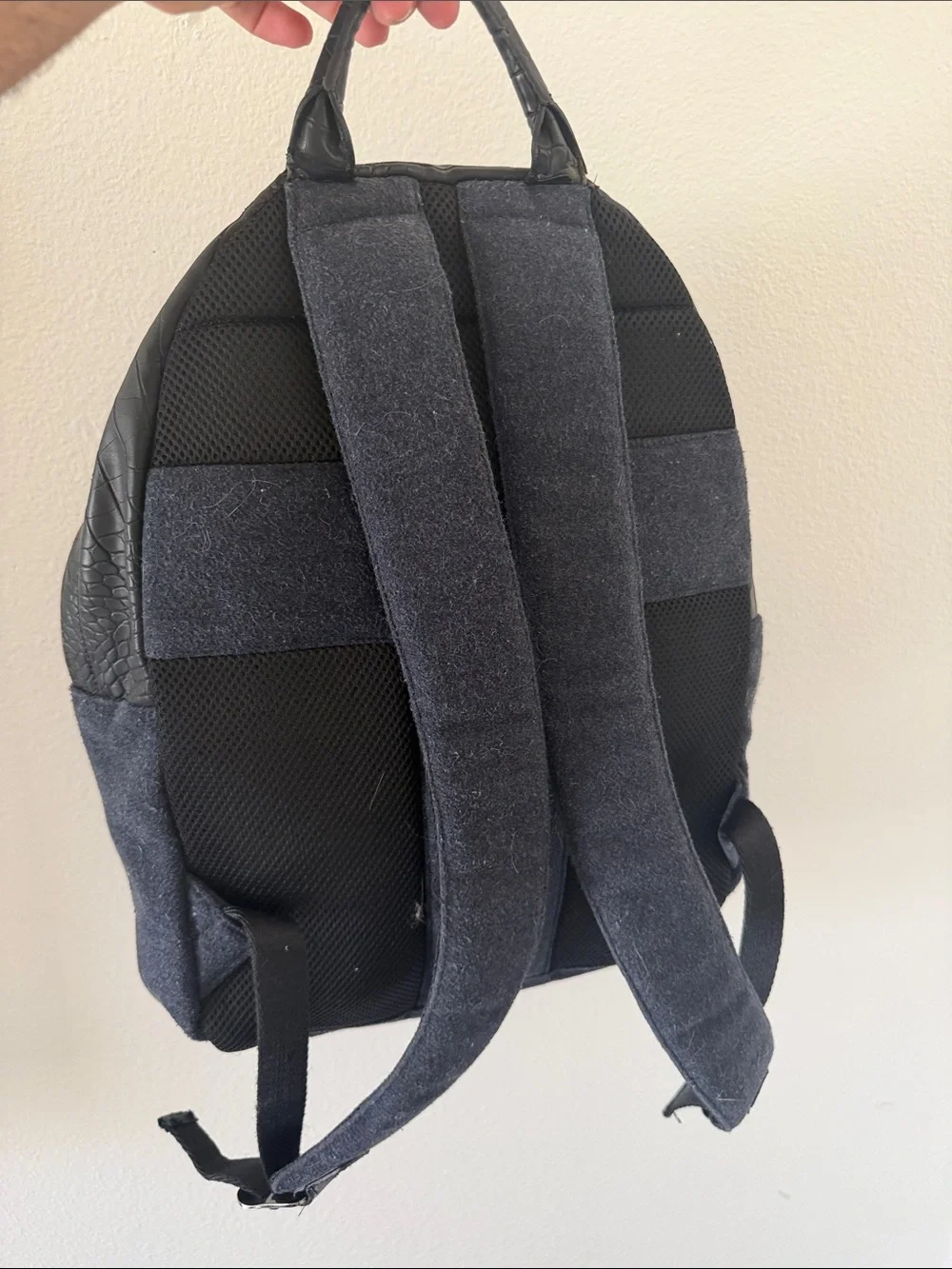 Ted Baker London Black Wool & Faux-Croc Accent Backpack